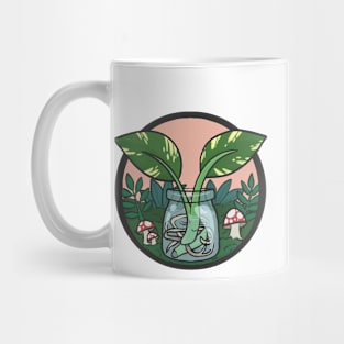 Moss mushroom devils ivy plant jar Mug